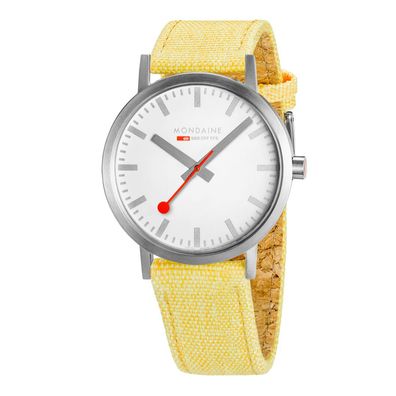 Mondaine Uhr Classic, 40mm, gelbe Textiluhr, A660.30360.17SBE