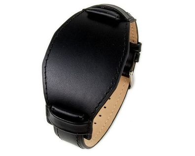 Minott | Uhrenarmband mit Unterlage 22mm Leder schwarz | 203162210