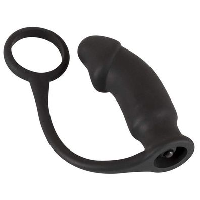 Silikon Penisring mit Anal-Plug Vibrator Männer Sexspielzeug cockring schwarz