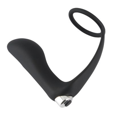Silikon Penisring mit Vibro-Plug Perineum-Steg 10 Vibration cockring Anal Sextoy