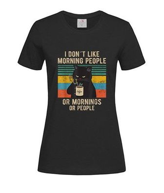 T-Shirt Damen-I hate morning people and mornings and people kaffee katze