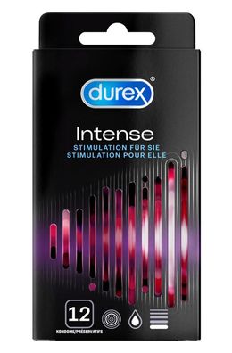12-er Durex Kondome Intense 56mm Wärmend, kühlend, prickeln, Noppen, Rippen