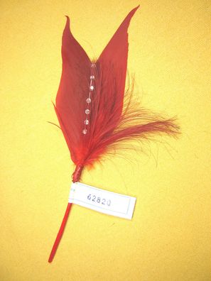 Damenhutfeder rot mit Glitzer 21 cm modische Hutfeder Art 62820 Pillbox