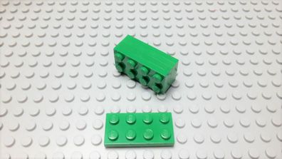 Lego 5 Platten 2x4 flach grün 3020 Set 4202 4205 8479 6392