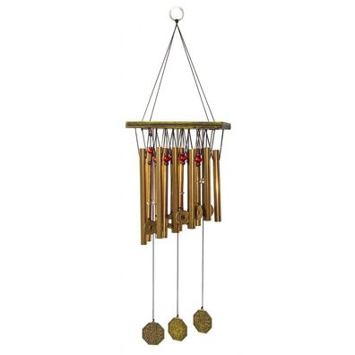 Klangspiel PAKUA mit 10 Aluminium Röhren + Münzen 55 cm Feng-Shui Windspiel