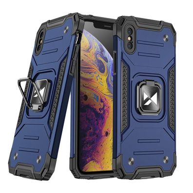 Wozinsky Ring Armor robuste Handyhülle Hard Case für iPhone X / XS blau