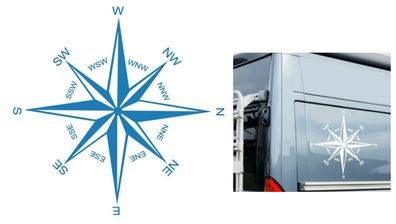Kompass Aufkleber Windrose Auto Caravan Wohnmobil Wohnwagen 20cm bis 60cm (303/3