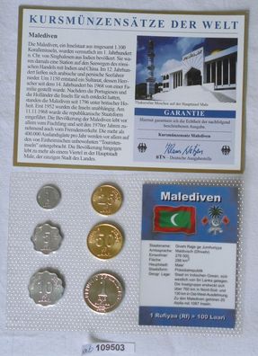 Kursmünzsatz Malediven 6 Münzen 1 Laari bis 1 Rufiya in TOP Erhaltung im Blister