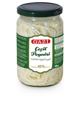 Gazi Zupfkäse 380g eingelegt im Glas 40% Fett i. Tr. Cecil Peyniri fein geschnitten