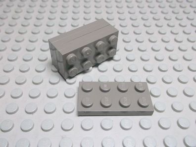 Lego 5 Platten 2x4 altdunkelgrau 3020 Set 4483 7047 3051 4404