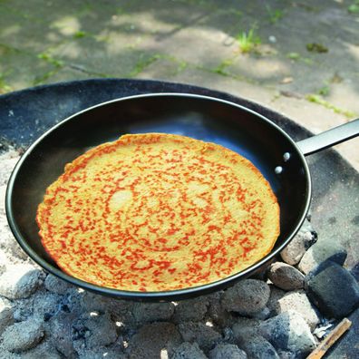 Pfannkuchen Pfanne Pancake Pfanne Grill Feuerstelle Carbonstahl Grillparty L. 77 cm