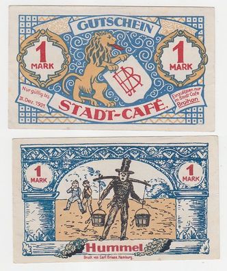 1 Mark Notgeld Gutschein Hamburg Stadt Café Broihan 1921 (115846)