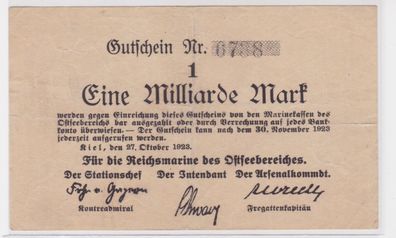 1 Mrd. Mark Banknote Notgeld Reichsmarine des Ostseebereichs Kiel 1923 (136724)