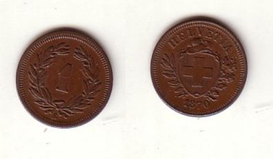 1 Rappen Kupfer Münze Schweiz 1870 (109974)