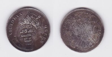 1 Rupie Indien 1862 mit Gegenstempel Jemen 1307 Östl. Aden Protektorat (119606)