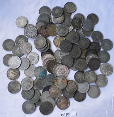 100 interessante Silber Münzen 1 Mark Kaiserreich (111867)