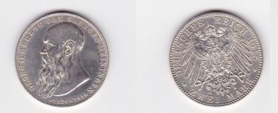 2 Mark Silber Münze Sachsen Meiningen Georg auf den Tod 1914 Stgl. (130906)