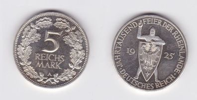 5 Mark Silber Münze Jahrtausendfeier Rheinland 1925 A PP (131495)