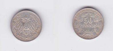 50 Pfennig Silber Münze Deutsches Reich 1898 A (135368)
