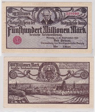 500 Millionen Mark Banknote Stadtgemeinde Danzig 26.9.1923 Farbe Lila (122569)