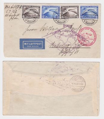 94789 Luftpostbrief Südamerikafahrt 1930 Luftschiff Graf Zeppelin LZ127 4 + 2 RM