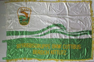 DDR Flagge Fahne Seide DAV Betriebsgruppe BKW Cottbus Bereich Kittlitz (111220)