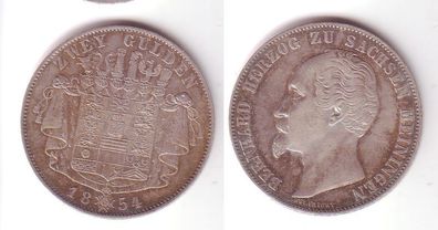 Doppelgulden Silber Münze Sachsen Meiningen 1854 (100731)