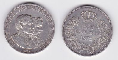 Doppeltaler Silber Münze Sachsen Goldene Hochzeit 1872 (141762)