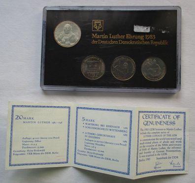 kompletter DDR Kursmünzensatz KMS Martin Luther Ehrung 1983 Stgl. in OVP(126068)