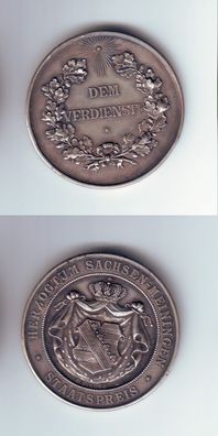 Medaille 990er Silber Herzogtum Sachsen Meiningen Staatspreis um 1910 (112858)