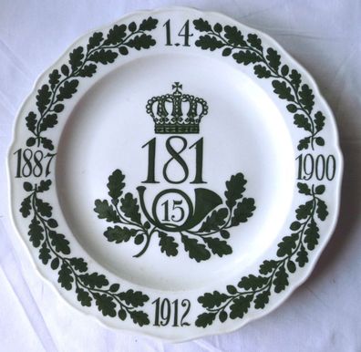 Meissen Porzellanteller 15. Königlich Sächsisches Infanterie-Regiment Nr.181 1912