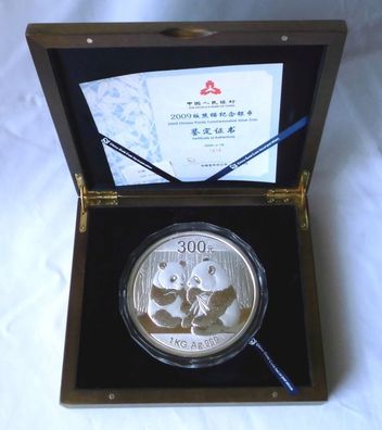 seltene Münze 300 Yuan China Panda Silber 1 Kg 2009 polierte Platte (116838)
