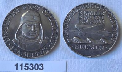 seltene Silber Medaille Erster Ost West Ozeanflug 13. April 1928 (115303)