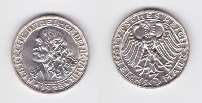 Silber Münze 3 Mark Albrecht Dürer 1928 D Jäger 332 (135375)