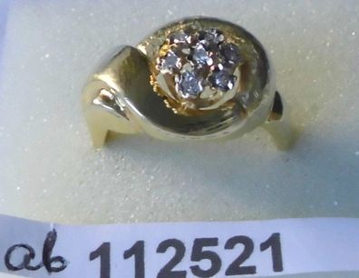 wunderbarer Damenring 585er Gold mit 6 kleinen Diamanten (112521)
