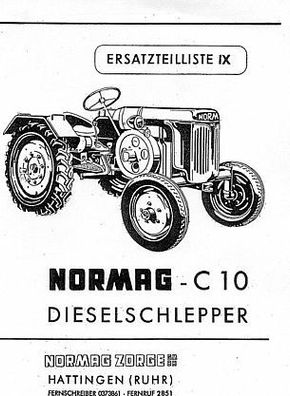 Ersatzteilliste für den Normag C 10 Dieselschlepper, Normag Zorge, Traktor, Trecker