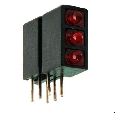 LED Array mit 3 x LED 2mm, rot, stehend, anreihbar RM2,5mm Mentor 1905.2220, 2St.
