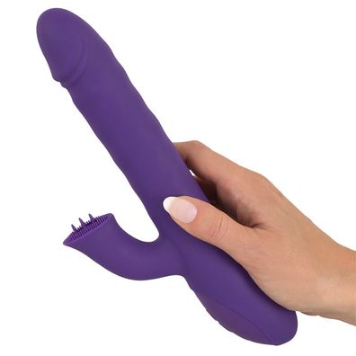 Silikon Rabbit-Vibrator 3 Zungen Rotation Frauen Klitoris Sex-Spielzeug 24,7cm