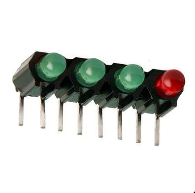 LED Array mit 4 x LED 3mm, grün/ rot liegend anreihbar RM2,54mm MEN RTZ3400R, 2St.