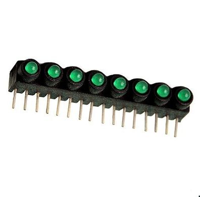 LED Array mit 8 x LED 3mm, grün liegend anreihbar RM2,54mm Mentor 2632.8320, 1St.