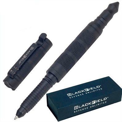 BlackField Tactical Pen Kugelschreiber schwarz mit Kappe, Magnetbox Schachtel