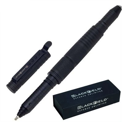 BlackField Tactical Pen Kugelschreiber schwarz mit Kappe, Magnetbox Schachtel
