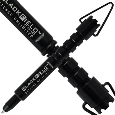 BlackField Mini Tactical Pen Leichtmetall Kugelschreiber mit Krone, schwarz