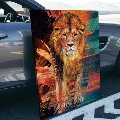 Leinwand Bild XXL Abstrakt Lion Löwe Tiere Deko Kunstdruck Canvas