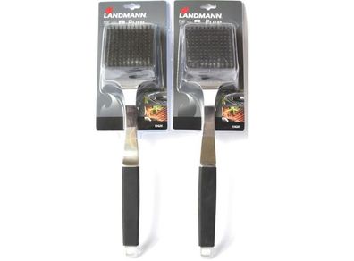 2 St Edelstahl Grillbürste Drahtbürste BBQ Reinigungsbürste von Landmann Pure NEU