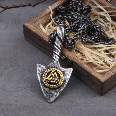 Anhänger Pfeil Wotan/ Odin Valknut Wotansknot mit Kette Edelstahl Wikingerschmuck