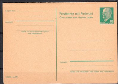 DDR Ganzsache Ulbricht P 77 mit Antwortkarte, ungebraucht