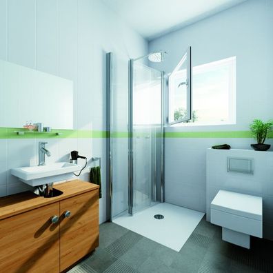Dusche vor Fenster 5228, auf Maß, bis 90x110x220, ESG 6 mm