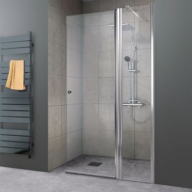 Duschkabine mit Glaswand und Pendeltür, Duschabtrennung für Ecke oder Nische