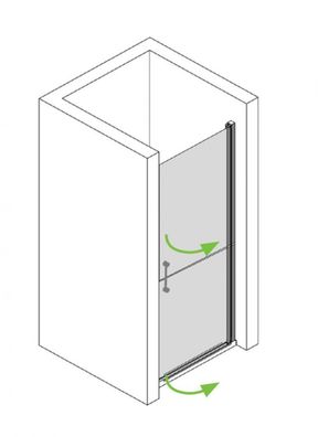 Pflegedusche - geteilte Dreh-Tür Nische Maßanfertigung bis 120x220 cm (BxH)
